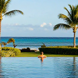Caribbean Holidays, June Spa Breaks, Traveller relaxing beside an infinity pool at an Antigua resort, with tropical gardens, blue sea and a calm June afternoon