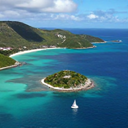 Caribbean Holidays, June Tours, Aerial view of the British Virgin Islands in June, showing turquoise water, green hills and sailing boats between small islands