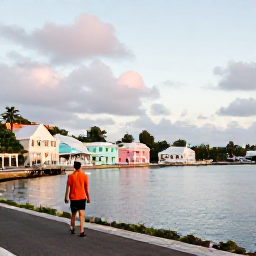 Caribbean Holidays, June Walking Holidays, A peaceful June morning in Gustavia, Saint Barth&eacute;lemy, with pastel buildings, harbour views and a walker exploring the waterfront