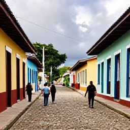 Caribbean Holidays, June Walking Holidays, A quiet Dominican Republic village street with colourful homes, local people and walkers discovering the area's everyday culture