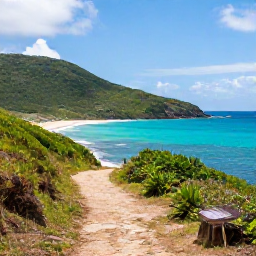 Caribbean Holidays, June Walking Holidays, A scenic coastal trail on Tortola in the British Virgin Islands, with lush hills, turquoise sea and a clear June sky