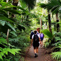 Caribbean Holidays, June Walking Holidays, A scenic rainforest trail in Trinidad during June, with lush green foliage, soft tropical light and walkers exploring the path
