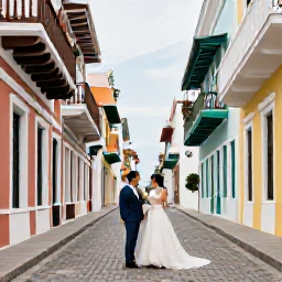 Caribbean Holidays, June Weddings, Couple exploring Old San Juan, Puerto Rico, with colourful colonial streets, balconies and local atmosphere