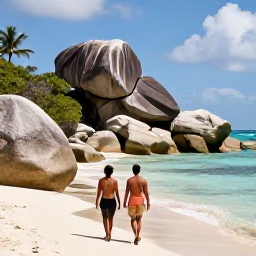 Caribbean Holidays, June Wellness Escape, A couple walking along The Baths at Virgin Gorda in June, surrounded by huge granite boulders, clear water and tropical vegetation