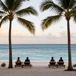 Caribbean Holidays, June Wellness, Quiet tropical beach in Saint Martin in June, calm turquoise water, soft morning light, palm trees and an inviting wellness atmosphere