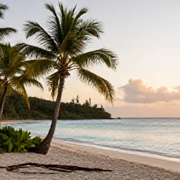 Caribbean Holidays, June Wellness, Quiet tropical beach on Saint Vincent and the Grenadines in June, calm turquoise sea, palm trees and soft morning light