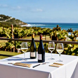 Caribbean Holidays, June Wine Holidays, Elegant Caribbean vineyard-style wine tasting table overlooking a sunny coastal landscape in June