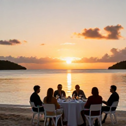 Caribbean Holidays, June Wine Tasting, Sunset wine tasting beside a calm Caribbean beach in St Thomas, United States Virgin Islands