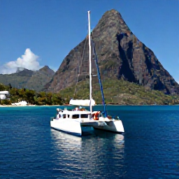 Caribbean Holidays, Luxury April Holidays, Couple on a private catamaran near the Pitons in Saint Lucia, clear blue water, snorkelling equipment and dramatic volcanic coastline