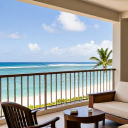 Caribbean Holidays, Luxury April Holidays, Elegant luxury resort suite with balcony overlooking a Caribbean beach and calm turquoise water in the Dominican Republic