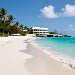 Caribbean Holidays, Luxury Beach Holidays, A secluded Caribbean beach with white sand, turquoise water, palm trees and a stylish luxury resort in the background