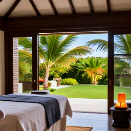 Caribbean Holidays, Luxury Caribbean Holidays, Peaceful Caribbean spa treatment room with tropical garden views, candles and natural materials