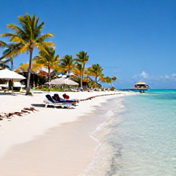 Caribbean Holidays, Luxury Cura&ccedil;ao May, Quiet Cura&ccedil;ao beach in May with clear shallow water, soft white sand, palm trees and a couple relaxing under a parasol