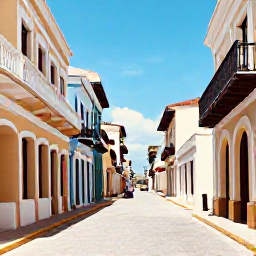 Caribbean Holidays, Luxury Dominican Holidays, Luxury traveller exploring colourful colonial street in Santo Domingo, Dominican Republic, historic architecture and sunny July weather