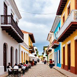 Caribbean Holidays, Luxury Dominican November, Colourful colonial street in Santo Domingo, Dominican Republic, with historic buildings, caf&eacute;s and visitors exploring