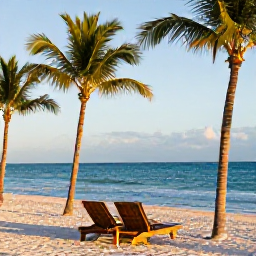 Caribbean Holidays, Luxury Dominican November, Luxury beachfront resort in the Dominican Republic in November, palm trees, calm turquoise sea and warm golden sunlight