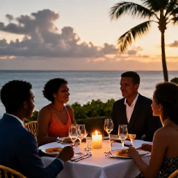 Caribbean Holidays, Luxury February, Stylish Caribbean dinner at sunset with local Montserrat cuisine, candlelight and a sea view