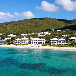 Caribbean Holidays, Luxury Holidays, Aerial view of a luxury Caribbean resort on Saint Kitts with bright turquoise sea, green hills and elegant villas