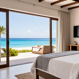 Caribbean Holidays, Luxury Holidays Cura&ccedil;ao, A luxury suite with an open terrace, crisp white linen and views across the Caribbean Sea in Cura&ccedil;ao