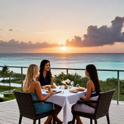 Caribbean Holidays, Luxury Holidays, Sunset dinner on a luxury resort terrace overlooking the Dominican Republic coastline
