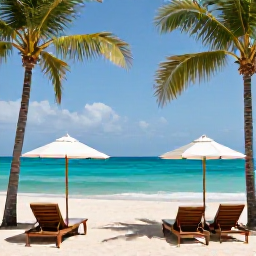Caribbean Holidays, Luxury Jamaica May, Luxury beachfront resort in Jamaica during May, turquoise sea, white sand, elegant sun loungers and palm trees