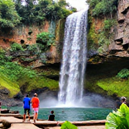 Caribbean Holidays, Luxury Jamaica May, Travellers exploring Dunn's River Falls in Jamaica, green tropical forest, clear cascading water and stone steps