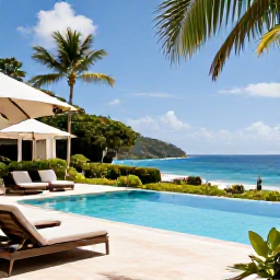 Caribbean Holidays, Luxury January Holidays, Elegant Saint Lucia luxury hotel suite with private terrace, plunge pool, tropical garden and view towards the Caribbean coastline
