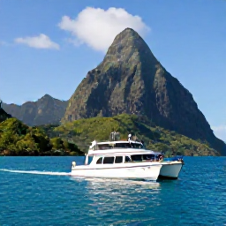 Caribbean Holidays, Luxury March Holidays, Couple exploring the Pitons in Saint Lucia by boat on a sunny March day, turquoise water and green volcanic mountains