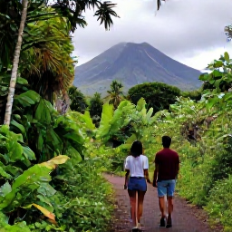 Caribbean Holidays, Luxury Martinique March, Couple exploring Martinique rainforest near Mount Pel&eacute;e, lush green vegetation, tropical trail and dramatic volcanic mountain scenery