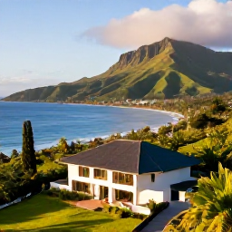 Caribbean Holidays, Luxury Montserrat, Luxury villa overlooking the Caribbean Sea and green volcanic hills on Montserrat in warm February sunshine