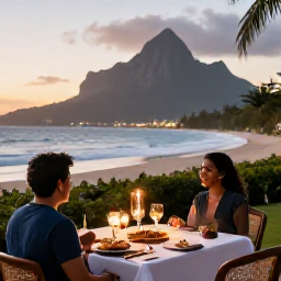 Caribbean Holidays, Luxury Montserrat, Romantic beachfront dinner for two on Montserrat with local Caribbean food, candles and sea views