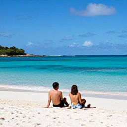 Caribbean Holidays, Luxury October, Couple relaxing on a quiet white-sand beach beside clear turquoise water in Saint Barth&eacute;lemy