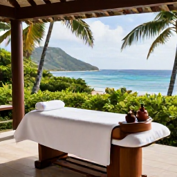 Caribbean Holidays, Luxury October, Luxury spa treatment in a peaceful Saint Barth&eacute;lemy setting with tropical greenery and ocean views