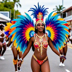 Caribbean Holidays, Luxury Trinidad February, Colourful Trinidad Carnival street celebration in February with dancers, feathers and vibrant costumes