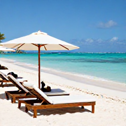 Caribbean Holidays, Luxury Turks and Caicos, A luxury beachfront resort on Grace Bay Beach in Turks and Caicos, bright February sunshine, turquoise water and elegant sun loungers