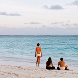 Caribbean Holidays, Luxury Walking Holidays, Walkers resting beside a Caribbean beach with clear water, soft sand and a bright but gentle afternoon sky