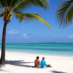 Caribbean Holidays, March Adults Only, Couple relaxing on a quiet Caribbean beach in March, turquoise sea, white sand and swaying palms