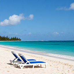 Caribbean Holidays, March Adults Only, Peaceful Caribbean resort beach with comfortable loungers, clear water and bright March sunshine