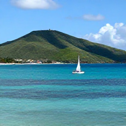Caribbean Holidays, March Adventures, A sunny coastal view of Saint Kitts with green hills, clear turquoise water and a small sailing boat offshore