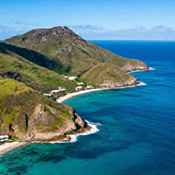 Caribbean Holidays, March Adventures, Aerial view of Saint Martin and Sint Maarten coastline in bright March sunshine, turquoise sea and rugged green hills
