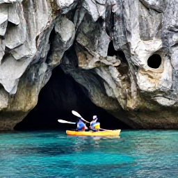 Caribbean Holidays, March Adventures, Kayaker paddling through calm turquoise water beside dramatic limestone cliffs and sea caves on Cura&ccedil;ao&rsquo;s coast