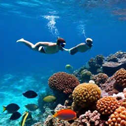 Caribbean Holidays, March Adventures, Snorkellers swimming above colourful coral and tropical fish in the clear waters of the British Virgin Islands