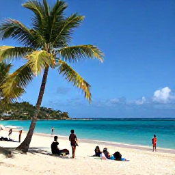Caribbean Holidays, March Adventures, Travellers relaxing on a quiet Caribbean beach in Saint Vincent and the Grenadines after an active day, with palm trees and turquoise sea