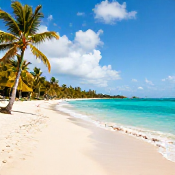 Caribbean Holidays, March All-Inclusive, Sunny Saint Kitts beach in March with calm turquoise water, golden sand, palm trees and a relaxed Caribbean holiday atmosphere
