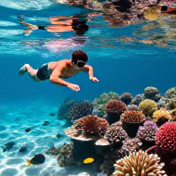 Caribbean Holidays, March All Inclusive, Visitors snorkelling above a colourful coral reef near Providenciales in the Turks and Caicos Islands, with tropical fish in clear shallow water