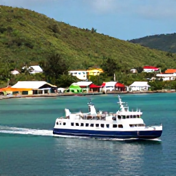 Caribbean Holidays, March Backpacking, A small inter-island ferry approaching Bequia, with turquoise water, a colourful waterfront and green Caribbean hills