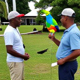 Caribbean Holidays, March Birdwatching, Friendly local birdwatching guide showing visitors a colourful Caribbean bird near a plantation garden in Saint Kitts and Nevis