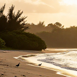 Caribbean Holidays, March Birdwatching, Quiet coastal wetland and mangroves on Nevis with wading birds and golden morning light