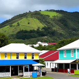 Caribbean Holidays, March Caribbean Escape, A historic Caribbean town scene in Basseterre, Saint Kitts, with colourful buildings, local shops and green hills in the background
