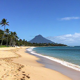 Caribbean Holidays, March Caribbean Escape, A tranquil beach on Nevis with golden sand, calm blue sea, palm trees and Nevis Peak rising in the distance